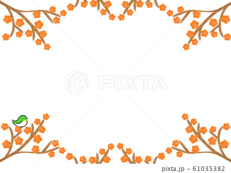 梅、桃の花　枝　フレーム 61035382