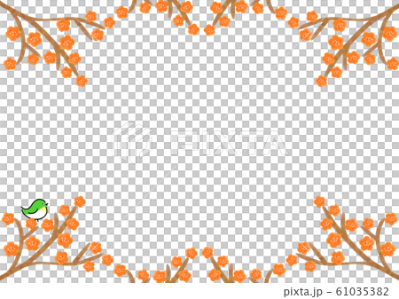 梅、桃の花　枝　フレーム 61035382