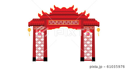 Chinese gate architecture isolated on white 61035976