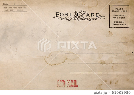 Back of vintage blank postcard with dirty stains 61035980
