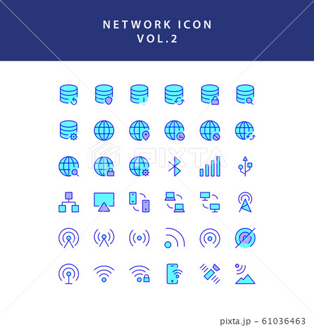 Cloud computing network filled outline icon set 61036463