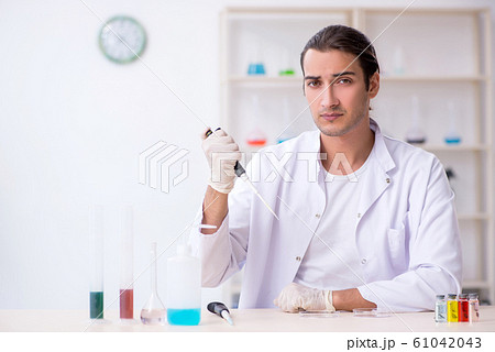 Young male chemist working in the lab 61042043