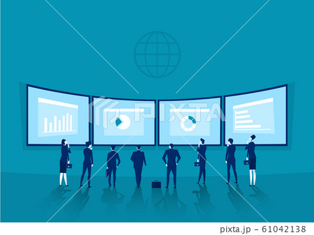 businessmen is standing in back of a whiteboard with financial charts. invest Vector 61042138