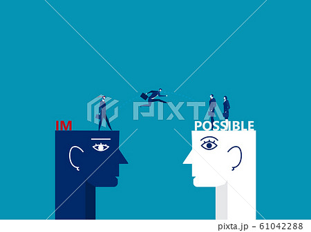 business man jumping over big head and breaking the impossible into posiible concept vector illustrator. business man jumping over big head and breaking the impossible into posiible concept vector illustrator. 61042288