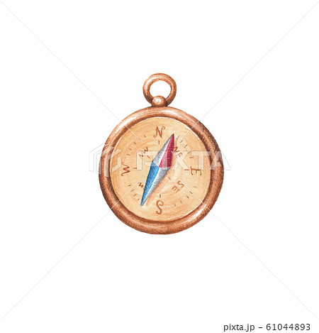 Vector retro compass watercolor illustration Vector retro compass watercolor illustration 61044893