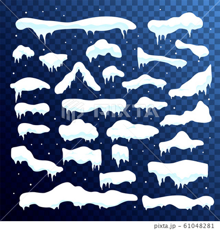 Snow caps, snowballs and snowdrifts set.  61048281