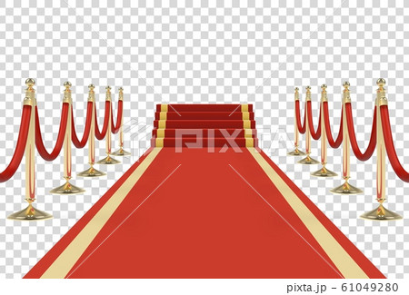 Red carpet on stairs with red ropes on golden stanchions Red carpet on stairs with red ropes on golden stanchions 61049280