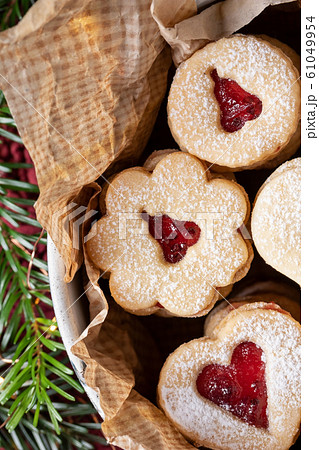 Detail of traditional Linzer Christmas cookies Detail of traditional Linzer Christmas cookies 61049954