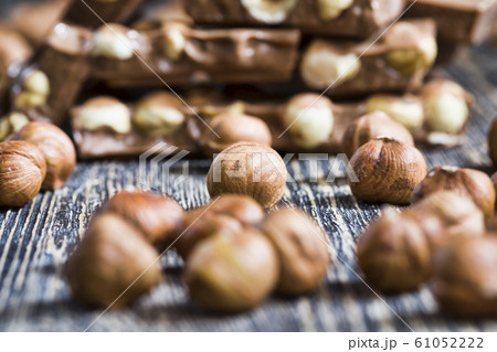 bitter real chocolate, photographed close-up with 61052222