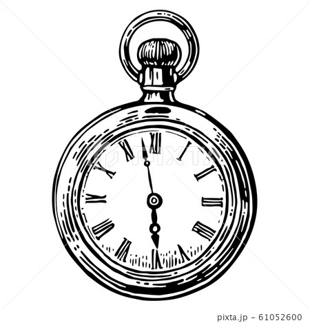 Antique Pocket Watch Vector Vintage Engravedのイラスト素材