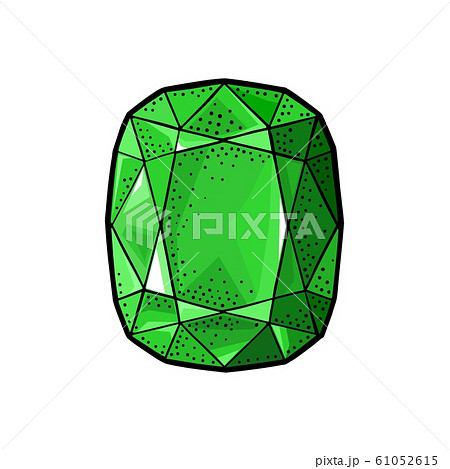 Emerald gem stone. Vintage color vector engraving 61052615