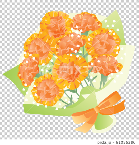 母の日のオレンジ色のカーネーションの花束のイラスト素材