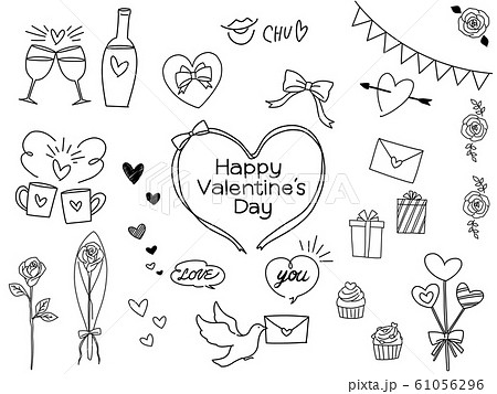 Valentine S Day Fashionable Hand Drawn Line Stock Illustration