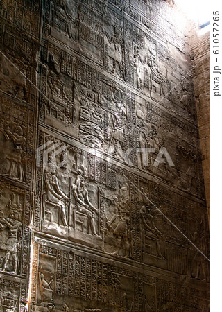 enlightened hieroglyphs Inside the sanctuary at the centre of the egyptian Temple of Horus at Edfu, in Egypt 61057266