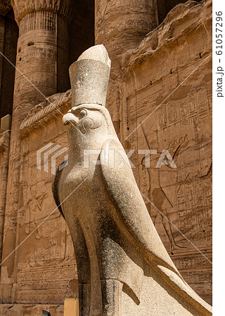 ancient egyptian architecture ruins. hieroglyphs and columns of the Temple of Horus at Edfu, in Egypt ancient egyptian architecture ruins. hieroglyphs and columns of the Temple of Horus at Edfu, in Egypt 61057296