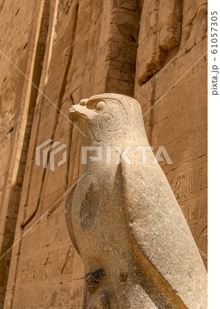 ancient egyptian architecture ruins. hieroglyphs and columns of the Temple of Horus at Edfu, in Egypt 61057305