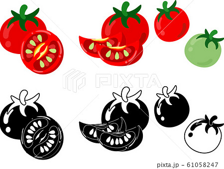 トマトの可愛いアイコンのイラスト素材 61058247 Pixta