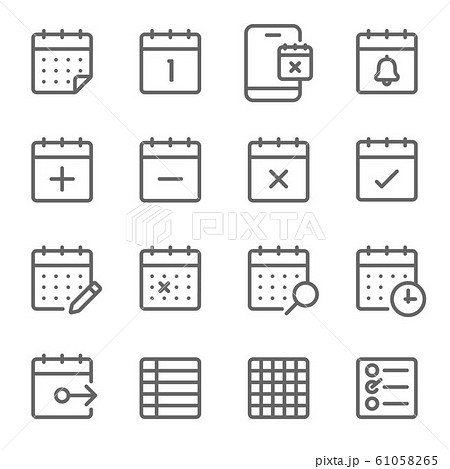 Schedule icons set vector illustration. Contains such icon as the event, checklist, appointment, calendar, meeting and more. Expanded Stroke 61058265