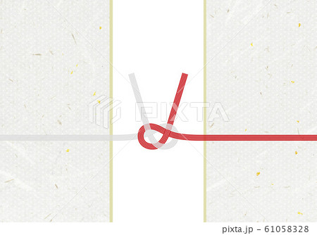 背景：水引 あわじ結び 紅白 麻の葉 お祝い ご祝儀 お中元 お歳暮 のし 封筒 和 素材 61058328