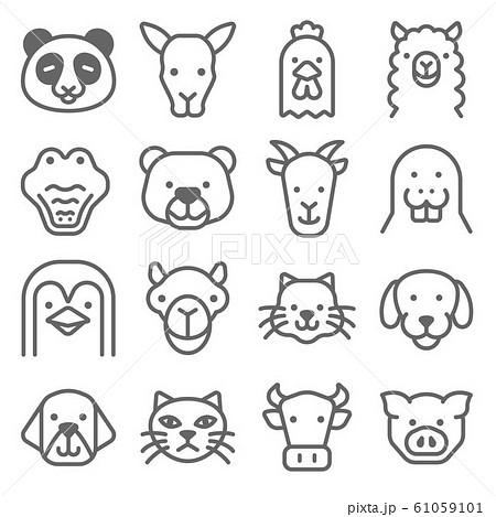 Animal Icon Set. Contains such Icons as Panda, Dog, Cat, Pig and more. Expanded Stroke 61059101