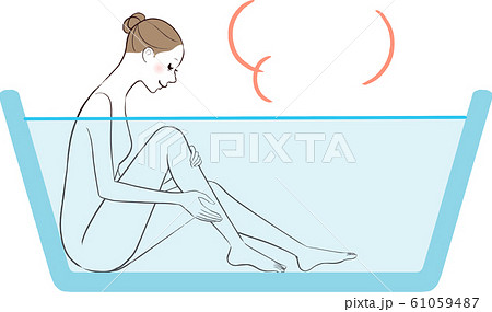 お風呂でマッサージをする女性のイラスト素材