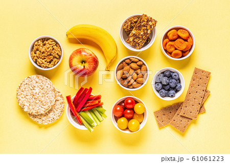 Healthy snack concept, top view. 61061223