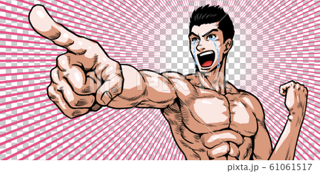 Pointing, male, youth, upper body, shouting, young, caricature, cartoon 61061517