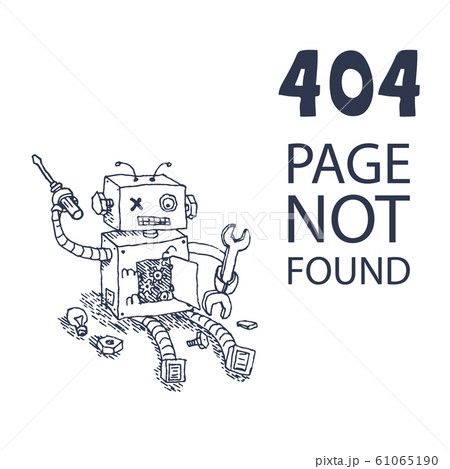 Hand drawn Brocken Robot Isolated on White background Vector 61065190