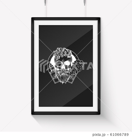 Sketch of hipster skull with beard 61066789