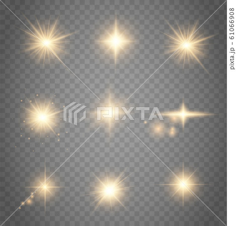 Set of golden glowing lights 61066908