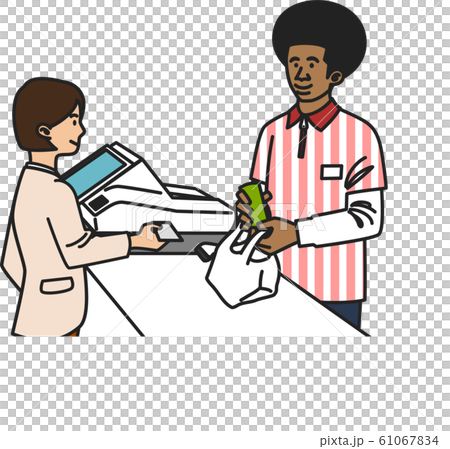 外国人コンビニスタッフ＜笑顔＞＜アフリカ系男性＞ 61067834