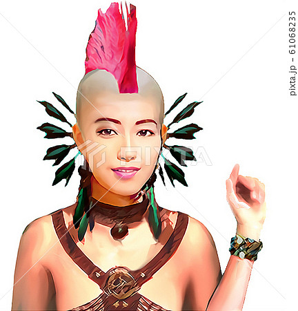 モヒカンヘアの女性のイラスト素材