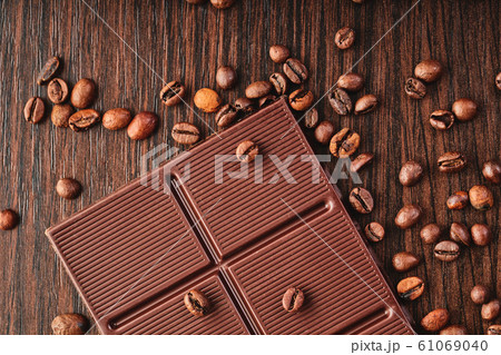 chocolate bar and coffee beans chocolate bar and coffee beans 61069040