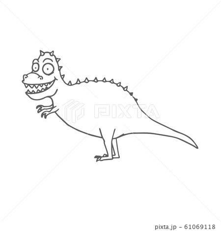 Hand Drawn Cartoon Dinosaur Tyrannosaurus Rex. T-rex Cartoon. Vector 61069118