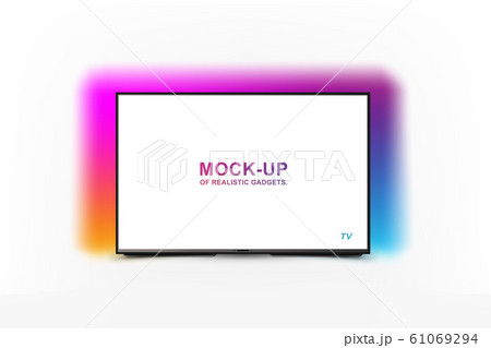 Mock-up of realistic backlit tv with OLED technology. Futuristic home appliances for home on a white background. Flat Vector Illustration EPS10 Mock-up of realistic backlit tv with OLED technology. Futuristic home appliances for home on a white background. Flat Vector Illustration EPS10 61069294