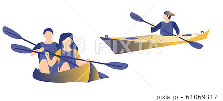 Kayakers swimming in the kayak. Kayak in the sea 61069317
