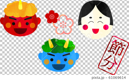 Setsubun _ Blue Demon _ Red Demon _ Demon _ Bean Maki _ Fukuzu _ Evil _ Mumps _ Mask _ Set _ Masu _ Roasted beans _ Illustration _ Vector Setsubun _ Blue Demon _ Red Demon _ Demon _ Bean Maki _ Fukuzu _ Evil _ Mumps _ Mask _ Set _ Masu _ Roasted beans _ Illustration _ Vector 61069614
