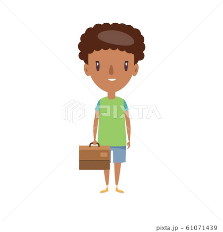 Smiling school kid. Cheerful elementary school student, kindergarten pupil cartoon character. Smiling school kid. Cheerful elementary school student, kindergarten pupil cartoon character. 61071439
