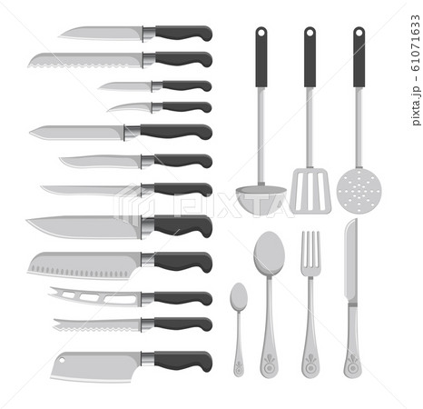 Kitchen Cutlery Knives and Spatula Spoons Set 61071633
