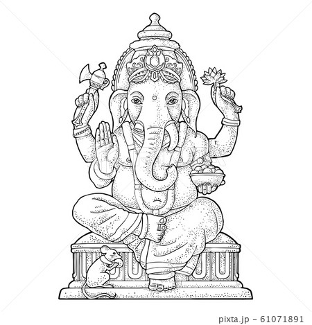 Ganpati with mouse for poster Ganesh Chaturthi. - Stock Illustration  [61071891] - PIXTA
