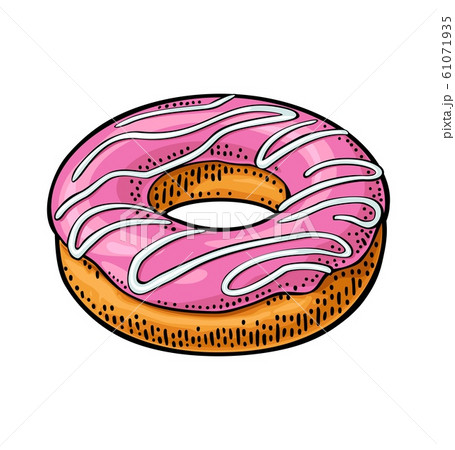 Donut with pink icing and white stripes. Vector Donut with pink icing and white stripes. Vector 61071935