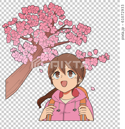 女の子 桜のイラスト素材