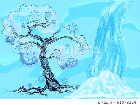 waterfall winter and tree 61073224