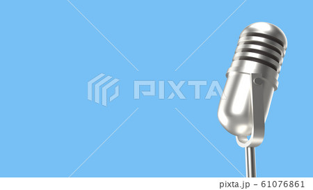 The vintage mic on blue background 3d rendering for podcast  content. 61076861