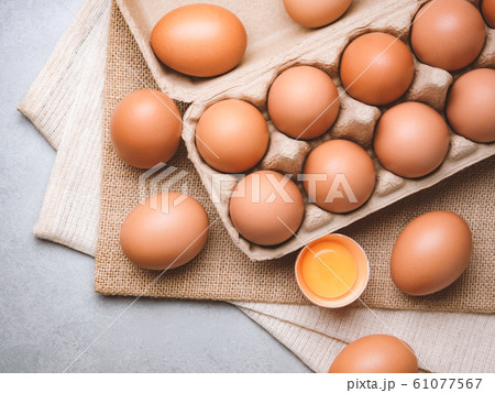 Organic chicken eggs food ingredients concept 61077567