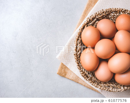 Organic chicken eggs food ingredients concept Organic chicken eggs food ingredients concept 61077576