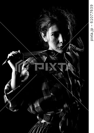 woman with crowbar woman with crowbar 61077639