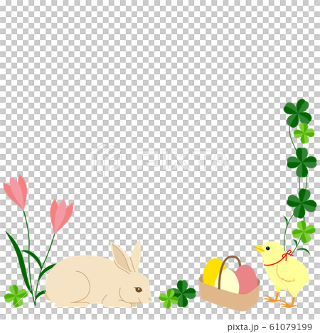 イースターのイラスト 卵とウサギとひよこのデザイン のイラスト素材 61079199 Pixta