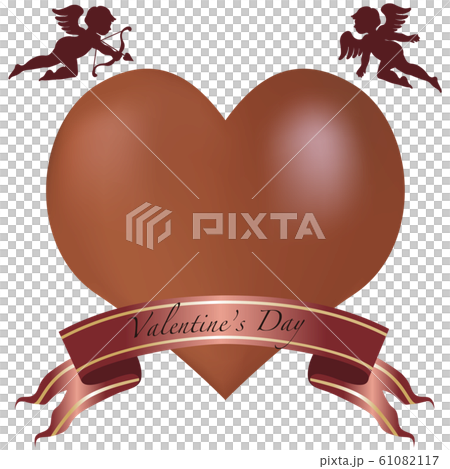 バレンタイン　キューピッド　ハート　チョコレート　リボン　ギフト 61082117