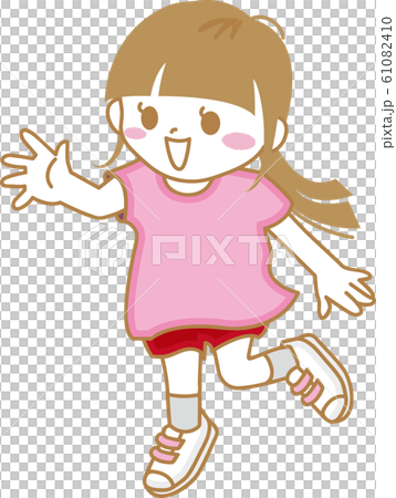 おさげの女の子のイラスト素材